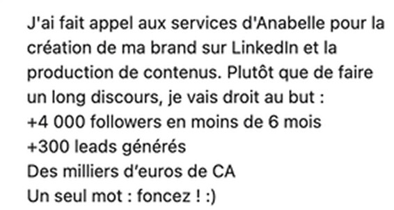 Message d'un client de Profile Glow Up