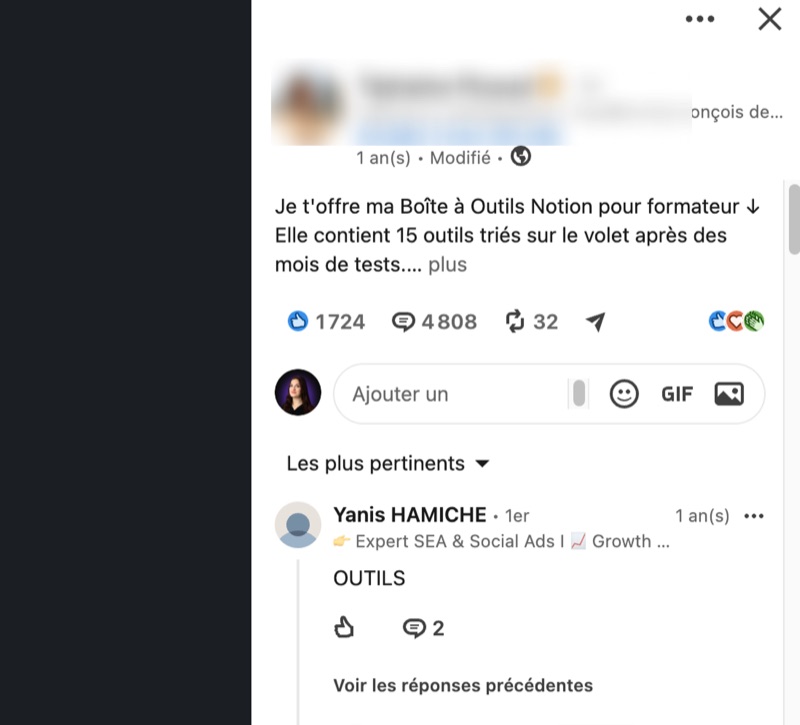 Message d'un client de Profile Glow Up